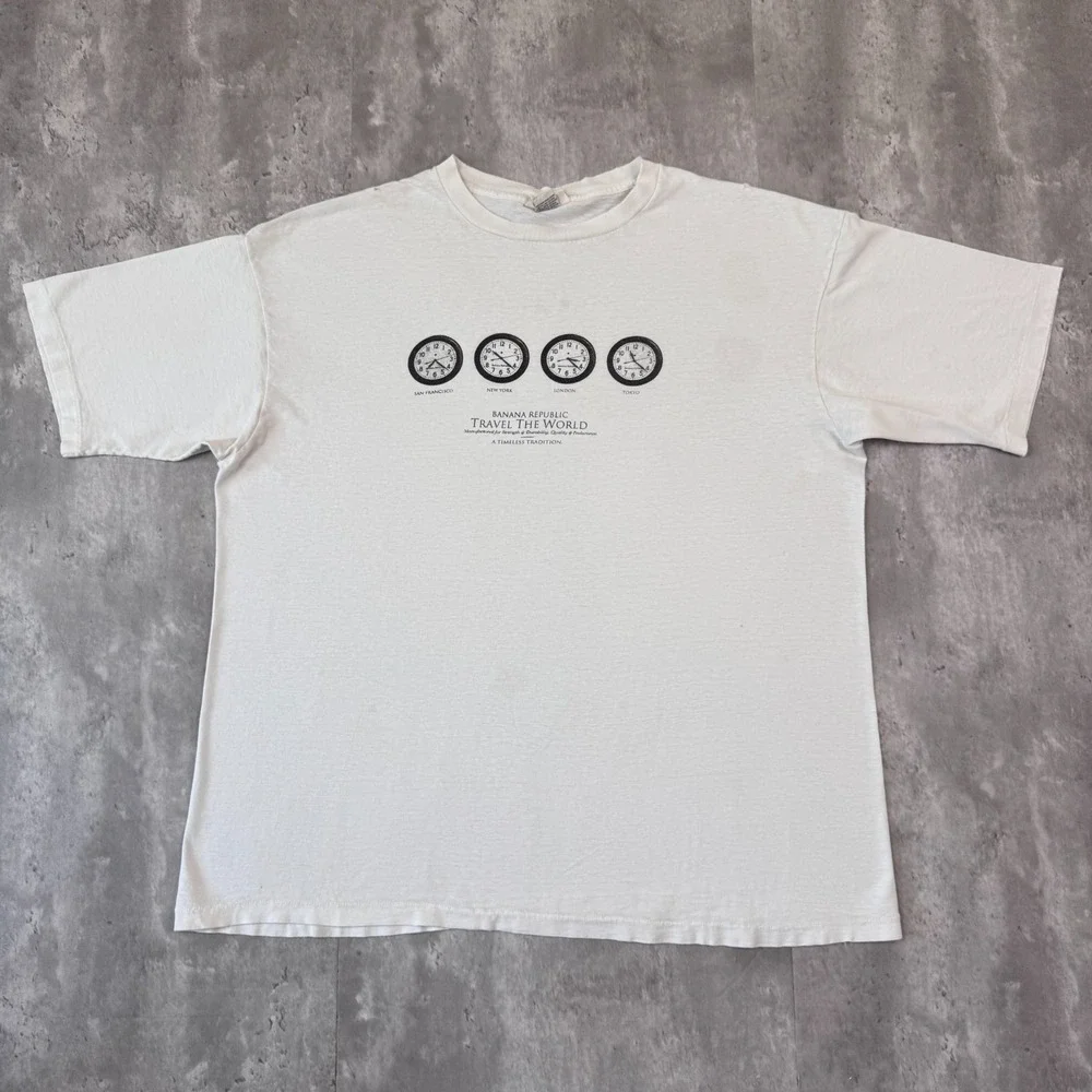 Vintage Banana Republic T-Shirt Mens XL White Promo Travel The World Tokyo 90s